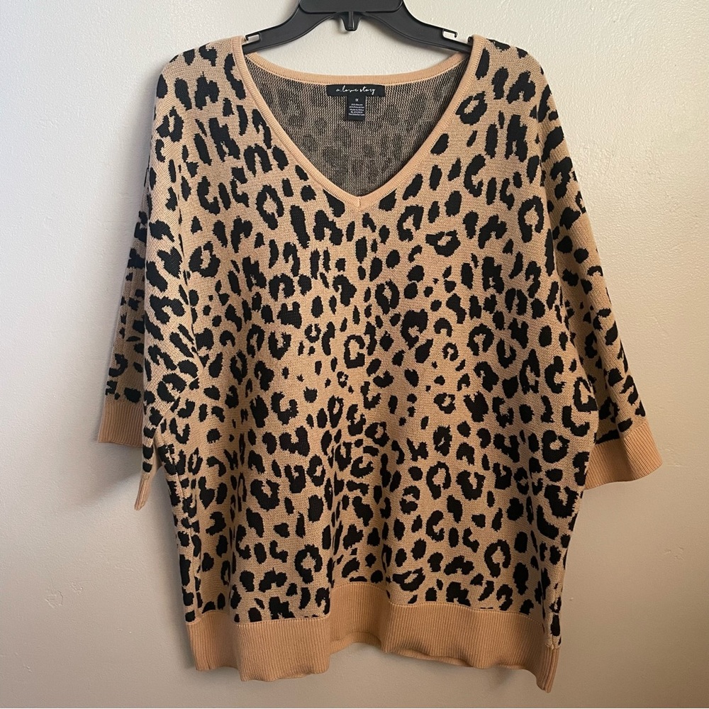 Leopard Print V-Neck Sweater Sz. 1X